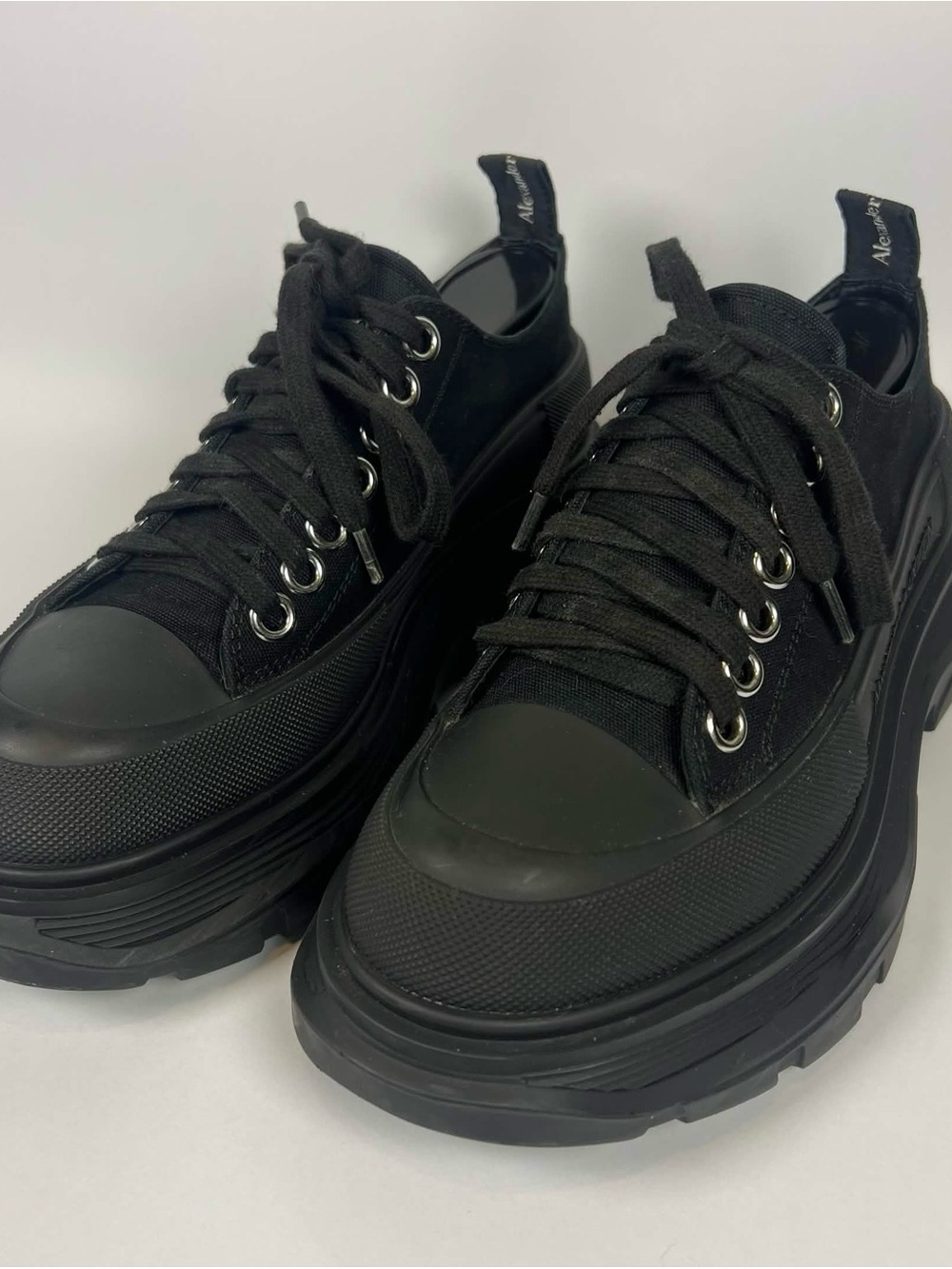 Alexander McQueen Black Women's Platform Lace-Up Sneakers